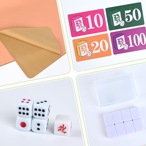 Chinese Green Small Mahjong Set with Carry Bag - 152 Melamine Tiles (144 Numbered + 8 Blank), 1.17" Size, Includes Instructions, Dices, Wind Indicator, Chips & Mahjong Mat (Majiang,中国麻将) - color: Green, size: 1.17 in