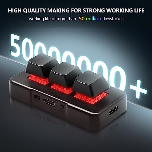 USB Mechanical Gaming Keyboard 3 Key Mini Keypad Customize Programmable Macro Keyboard OSU Keypad One Key Control Combo with RGB Backlit for PC Video Game Office Work Sheet Music,HID