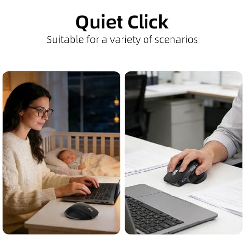 INFINMIND Ergonomic Wireless Bluetooth Mouse with 6 Programmable Buttons(Mac/Windows), Multi-Device, Flying Scroll & Side Wheel, 5 Level DPI, Rechargeable Silent Mice for Laptop, PC, Tablet, MacBook.
