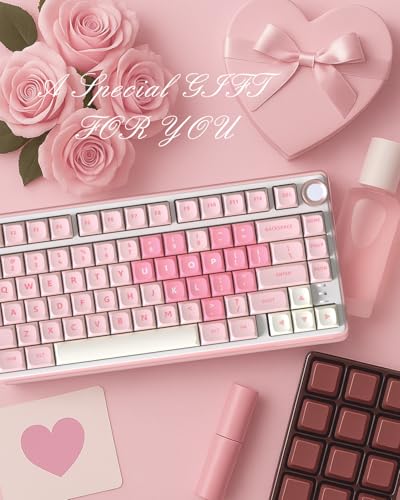 RK ROYAL KLUDGE R75 Wireless Mechanical Keyboard, 75% Percent Custom Gaming Keyboard Gasket Mount RGB Backlit with Knob & PBT Keycaps, BT5.1/2.4GHz/USB-C, Hot Swappable Cream Switch - color: pink