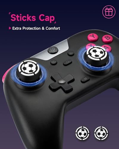 EasySMX X05 2.4g Wireless Gaming Controller for PC/Steam/iPhone/Android/Switch - Bluetooth Controller Gamepad with Hall Effect, RGB Lights and Turbo, Anti-Drift Controller,Comes with Extra Thumb Grips - color: black