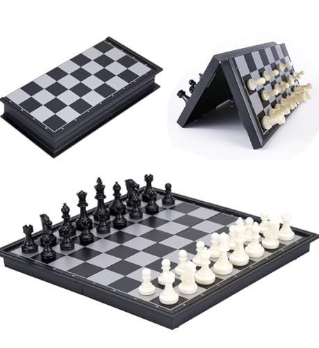 Chess Sets Magnetic Board Games - 5.1 Inches Travel Small Mini Pocket Chess Set for Teenager & Adults, Folding Portable Chess Gifts Classic 2-Player Strategy Family Game for Beginner and Professional - color: Black&white, style: Mini / 5.1Inch