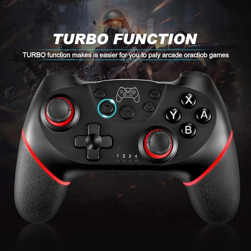 ASTARRY Switch Controller Wireless Switch Pro Controller Compatible with Switch/Switch Lite/Switch OLED Programmable Remote Gamepad Joystick with Wake-up and Turbo (Red) - color: Red
