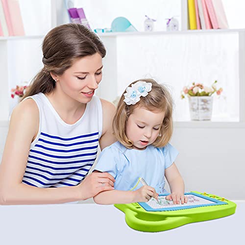 AiTuiTui Magnetic Drawing Board Mini Travel Doodle, Erasable Writing Sketch Colorful Pad Area Educational Learning Toy for Kid/Toddlers/Babies with 3 Stamps and 1 Pen (Green) - color: Green