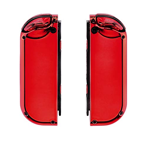 eXtremeRate DIY Replacement Shell Buttons for Nintendo Switch & Switch OLED, Chrome Red Custom Housing Case with Full Set Button for Joycon Handheld Controller - Console Shell NOT Included - color: Chrome Red