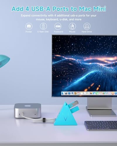 USB C Hub, USB C to 4-Port USB 3.0 Splitter Adapter for MacBook Pro/Air, iMac, Mac mini, Laptop, Surface Pro, XPS, External Devices (2ft, Blue) - color: Blue-C