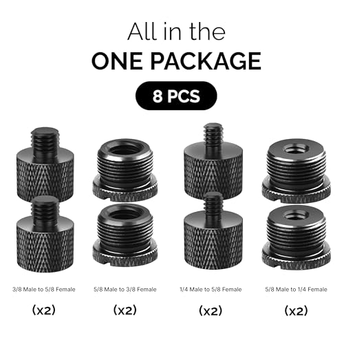 Mic Stand Adapter Set 8 pieces Metal Microphone Stand Screw Thread Adapter 5/8 Female to 3/8 Male 3/8 Female to 5/8 Male 5/8 Female to 1/4 Male 1/4 Female to 5/8 Male Tripod Adapter - color: 7 ADAPTER