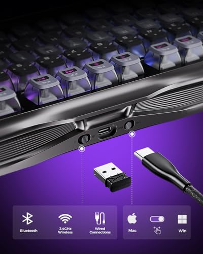 GravaStar Mercury K1 Pro Wireless Mechanical Gaming Keyboard, 75% Layout RGB Custom Keyboard, Electroplated Glossy Frame, Hot-Swappable Linear Switches【Cyberpunk Edition】 - color: Cyberpunk