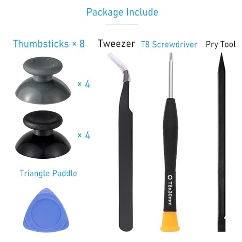 Ikpek 8 Pcs Replacement Thumbsticks for Xbox 360 Controller, Plastic Thumb Stick Joystick Grip Replacement for Xbox 360 Controller Accessories - size: 4 Black + 4 Grey
