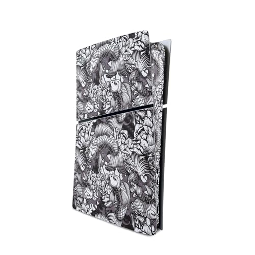 MightySkins Carbon Fiber Skin for PS5 PlayStation 5 Slim Digital Edition Console Only - Angry Koi Protective, Durable Textured Carbon Fiber Finish Easy to Apply Made in The USA - color: Angry Koi, size: PS5 Slim Digital Edition Console Only