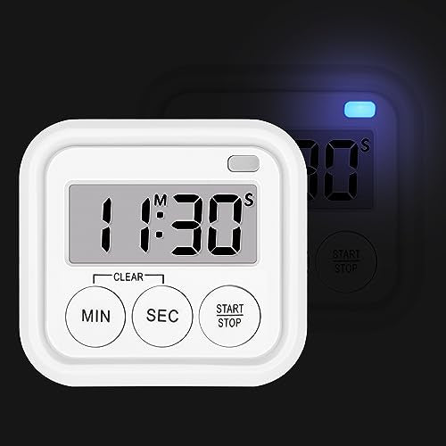 Timer, Kitchen Timers for Cooking Classroom Timer for Kids Teachers Digital Magnetic Timers 2 Pack, White - color: White