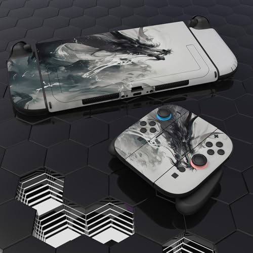 PlayVital for Nintendo Switch 2 Skin Full Set (2-Pack) - Protective Vinyl Decal Stickers for Switch 2 Console, Controller, Handle Grips & Dock | No Residue, Anti-Scratch - Ink Spirit Dragon - color: Ink Spirit Dragon