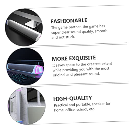 Angoily Computer Soundbar Gaming Soundbar for Monitor Dual Speaker Sound Box Stereo Speaker Music Player for White - color: White