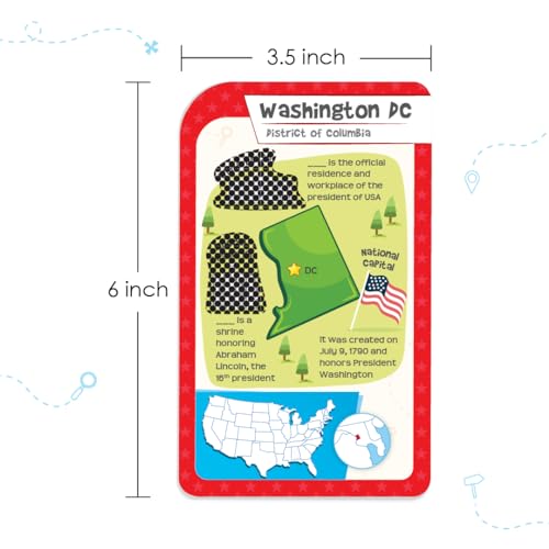 Imagimake Mapology USA Flash Cards | Learn United States Along with Flags and State Shapes | Ages 8-12 | Foam Jigsaw Puzzle, Fun Facts, Educational Toy for Kids | Gift for Christmas and Birthdays | Learn 750+ Facts of USA with Swipe & Reveal, Classroom &