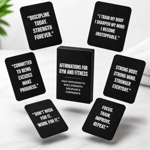 Gym & Fitness Affirmation Cards For Men Women Teens, 50 Daily Affirmations Deck for Motivational Workout Inspiration for Athletes Weightlifting - style: Gym & Fitness Affirmation