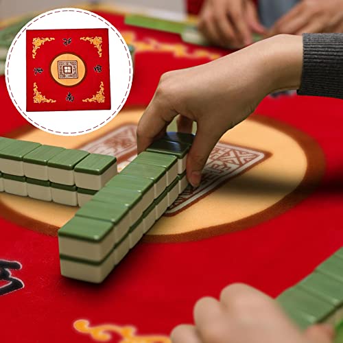 Juexica Mahjong Mat with Carrying Bag, 31.5 x 31.5 Inch Non-Slip Noise-reducing Mahjong Table Cover for Cards, Poker and Tile Games(Red) - color: Red