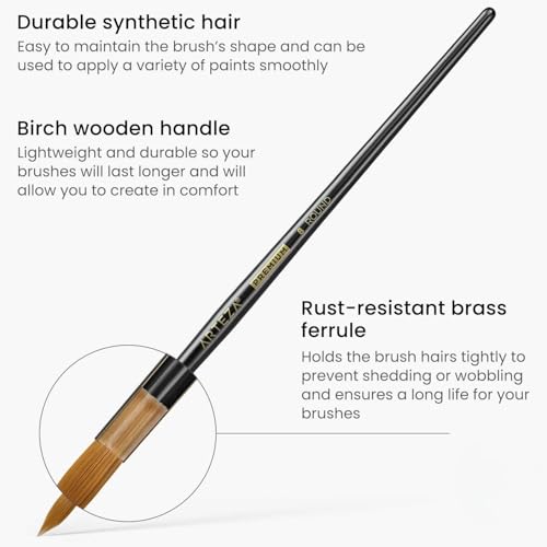 ARTEZA Paint Brushes Set of 12, Acrylic and Oil Paint Brushes with Synthetic Hair, Rust-Resistant Ferrules and Birch Wooden Handles for Canvas, Crafts, Blending, Layering, and Detail Work - style: Acrylic & Oil