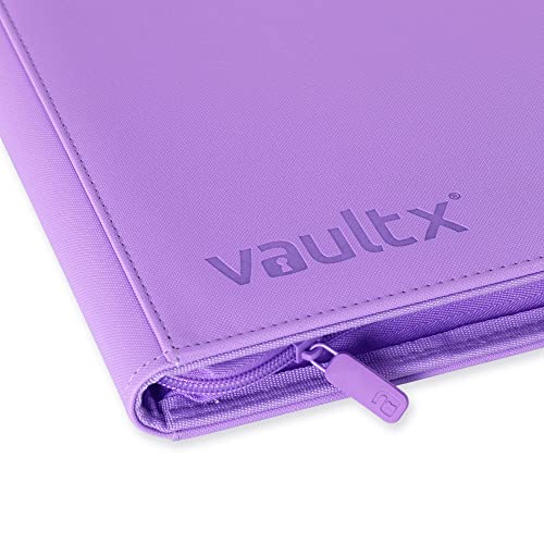 Vault X 12 Pocket Zip Trading Card Binder 480 Cards Exo-Tec (Purple) | Holds 480 standard-size TCG cards in 20 side-loading 12-pocket pages. Padded, water-resistant Exo-Tec cover. - color: Purple, size: 12 Pocket