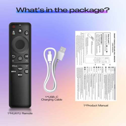 New BN59-01480A Solar Voice Remote for Samsung Smart TV, Rechargeable Replacement for 2019-2026 Samsung Remote Control, Fast Charging, Solarcell, Free USB C Cable, Voice Search, Bluetooth