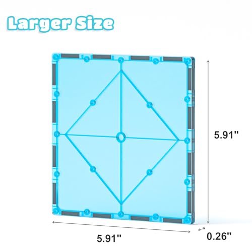Bmag 4 Piece Magnetic Tiles Large Square, Magnet 3D Building Blocks Expansion Set for Kids, STEM Preschool Learning Kit Educational Playset Construction Toys for Boys Girls Ages 3+ - size: 4Pcs