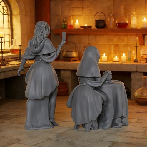 AUSPDICE Fortune Teller 25mm Scale Unpainted Resin DND Miniatures AS967 | Mystic Seer and Tarot Reader NPC Set, 1:64 Fantasy Figures for Dungeons and Dragons, TTRPG, Tabletop RPG and Dungeon Masters