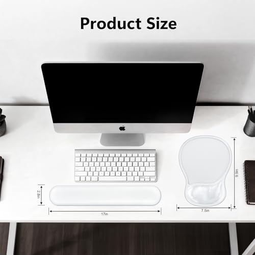 AKIT Ergonomic Mouse Pad and Keyboard Wrist Rest, Gel Wrist Rest for Computer Keyboard, Non-Slip Base, Pain Relief, Mousepad Set for Gaming, Home and Office, Clear - color: Clear