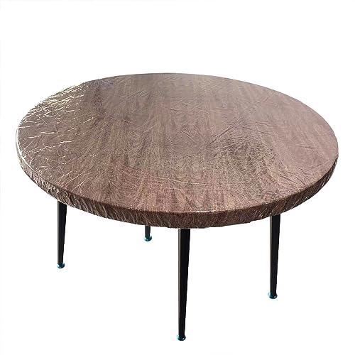 LIBERECOO Clear Round Fitted Vinyl Tablecloth with Elastic Edge - Heavy Duty 0.15mm PVC Waterproof Table Cover Protector - Fits 33-35" Diameter Tables - size: 35" (Round)