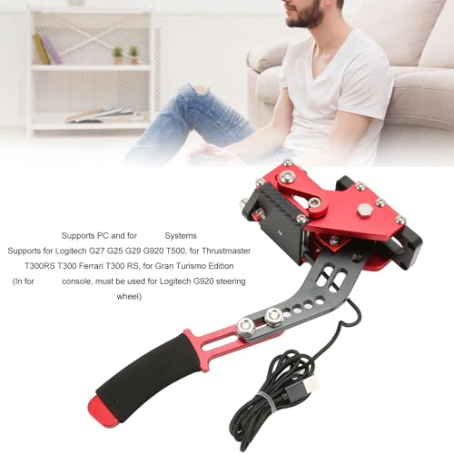 GOWENIC USB Handbrake, Sim Racing Game Hand Brake 64 Bit 2 in 1 Handbrake for ONE, Series S X PC with G920, for, iRacing Setup Use (Red) - color: Red