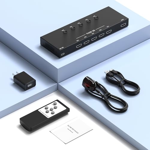 Y.D.F 8K@60Hz HDMI Switcher 5 in 1 Out Aluminum Support 4K@120Hz HDR10+ HDCP 2.3 CEC HDMI 2.1 Switch Splitter Compatible with PS5/4 Xbox X/S Nintendo Switch/OLED Roku Apple TV Fire Stick UHD TV - size: HDMI Switch 5 Port 8K