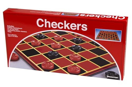 Pressman Checkers -- Classic Game With Folding Board and Interlocking Checkers, 2 Players - color: Interlocking Checkers