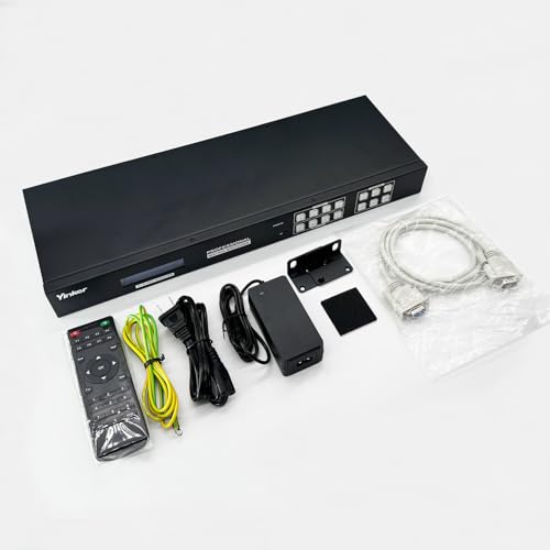 4K 2x2 HDMI Video Wall Controller, 4K@30Hz HDMI Matrix 4 in 4 Out, with 4x1 PIP Multiviewer, Support 3.5mm Audio, 90°,180°,270° Rotation & Web GUI & APP Control, Multiple Splicing Modes - size: 4K@30Hz 4x4 w/Video Wall