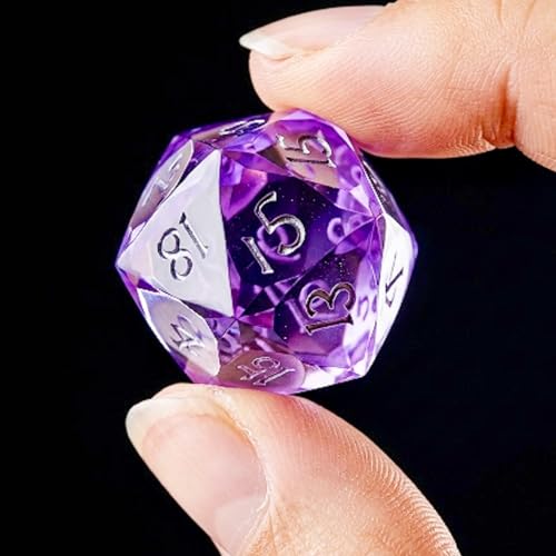Multifaceted DND Single D20 Dice Resin Sharp Edge 20 Sided D&D Dice, 22Mm Handmade Polyhedral for Dungeons and Dragons, RPG, Roleplaying MTG Table Games - color: D20--purple
