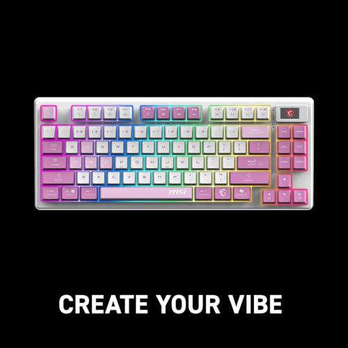 msi Forge GK600 TKL W Violet US - Mechanical Linear SWITCHES - Dye-Sublimated PBT Keycaps, Anti-Slip Base, RGB LED, USB 2.0, Bluetooth, 2.4 GHz - Tenkeyless - style: FORGE GK600 TKL W VIOLET US