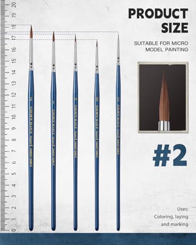 Kolinsky Sable Brushes, Golden Maple Miniature Paint Brushes Natural Hair Professional Pointed Round Brush for Model Painting, Watercolor Details, Acrylic Gouache Inks Painting, Size 2 1 0 00 5/0 - size: 5/0 2/0 0 1 2