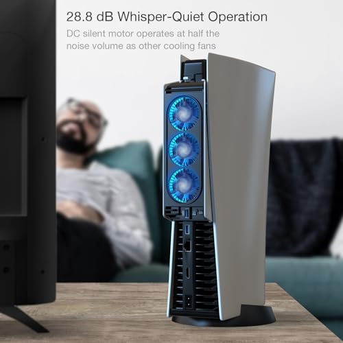 JUSPRO Cooling Fan for PS5 Accessories, Upgraded Quiet Cooler Fan with LED Light for PlayStation 5 Console/PlayStation 5 Digital Edition & Ultra HD Game Console - color: PS5 fan