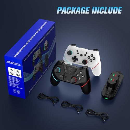 VidPPluing 2 Pack Switch Controllers with Charging Dock for Switch | Switch 2 Controller with Motion Control/Dual Vibration/Turbo/Wake up/Charging Cable/600mAh Battery