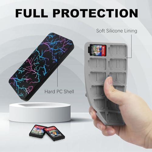 FYY Nintendo Switch Game Case Holder for Switch 2 Cartridge, Lightning Black - color: C-Lightning Black