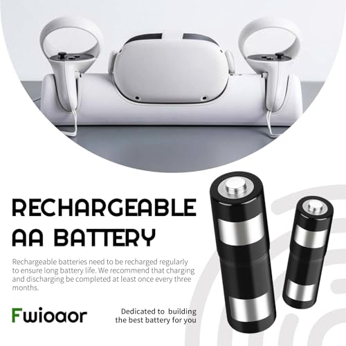 Fwioaor 1900mAh Rechargeable AA Batteries -Compatible with Oculus Quest 2/3 Controller Charging Dock - Pack of 2