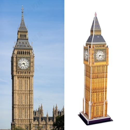 Architecture World Famous of 3D Puzzle.Build Your Own Collection of 17 Global Landmarks (Notre Dame, Colosseum) - Educational DIY Model Kit for Kids & Adults. (Big Ben in London(Elizabeth Tower)) - color: Big Ben in London(elizabeth Tower)