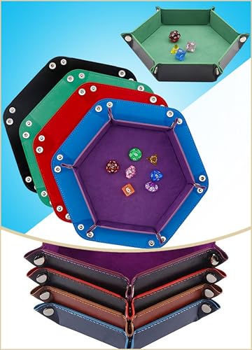2 PCS Folding Dice Rolling Tray, Portable Hexagon Tray Dice Holder, Velvet Holder Storage Box for UNO Casino Games Dungeons and Dragons RPG Dice Gaming and Other Table Games (Green) - color: Green