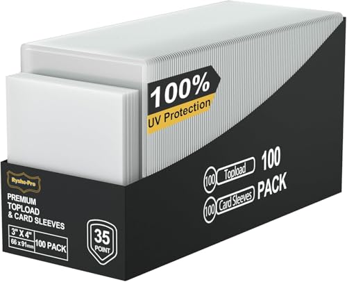 200 Card Sleeves Top Loaders, 3" x 4" Clear Full UV-Resistant Trading Card Protectors for Baseball, Hard Plastic Holder for MTG TCG Collectible Sports Game Cards (100 Toploaders + 100 Soft Sleeves) - size: 100 Toploaders + 100 Penny Sleeves
