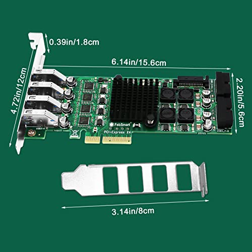 8-Ports PCIE Superspeed 5Gbps USB 3.0 Card for Windows and Linux Desktop PCs, 4X Dedicated 5Gbps USB 3.0 Channel 20Gbps Bandwidth, Built in FebSmart Self-Powered Technology (FS-4C-U8S-Pro) - style: FS-4C-U8S-Pro