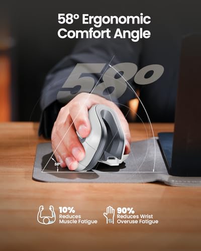ProtoArc EM11 NL Wireless Ergonomic Vertical Mouse, White | 58° vertical design supports a natural wrist posture; connect 3 devices via Bluetooth/2.4G USB-A; 500mAh USB-C rechargeable. - color: White