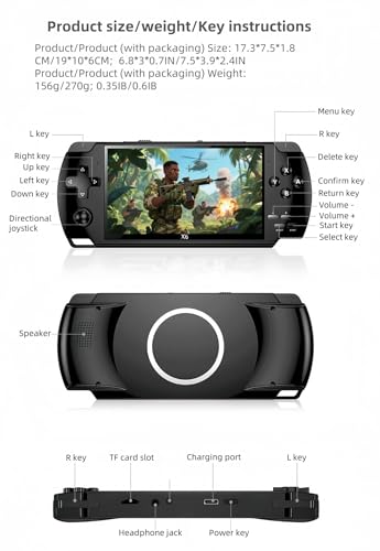 4.3-Inch Retro Handheld Game Console - with Classic Games, Portable Video Game Player with TV Connection, Supports MP4/MP3/eBook Playback, Rechargeable Battery & TF Card Expansion (White)