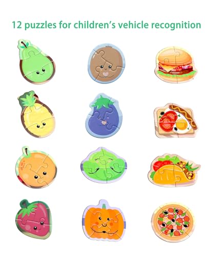 Magnetic Puzzles for Toddlers 2-4, Travel Puzzles Games for Kids Ages 1-3, Activities Toy Jigsaw Puzzles Book for Boys & Girls 1 2 3 4 5, Learning Magnet Present for Road Trip - style: Food