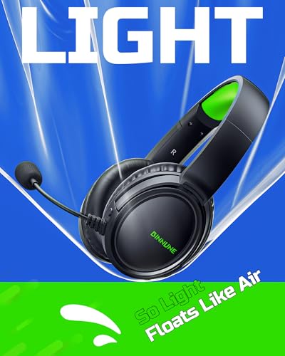 BINNUNE Wireless Gaming Headset — 2.4GHz Low-Latency USB Dongle + Bluetooth, 50mm Drivers 7.1 Surround, Noise-Cancelling Mic, 40H Battery — Over Ear Wireless Headphones for PS5, PC, Laptop, Green - color: Green, style: For PS5