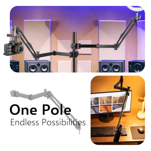 Microphone Boom Arm Attachment, Additional Desk Mic Arm Add-On for Mic Stand Riser, Overhead Microphone Arm for Shure SM7B Blue Yeti HyperX QuadCast S and More