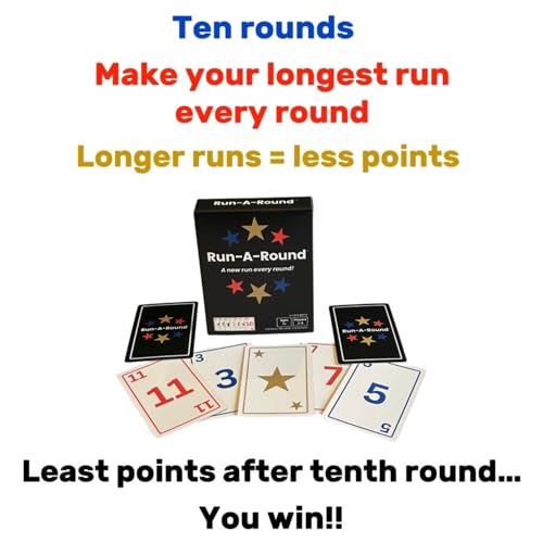 Run-A-Round Card Game, Family Card Game for Kids & Adults, 10 Fun Rounds - Add One Card Each Round, No Player Elimination, Ages 7+, 2-6 Players, 30+ Minutes
