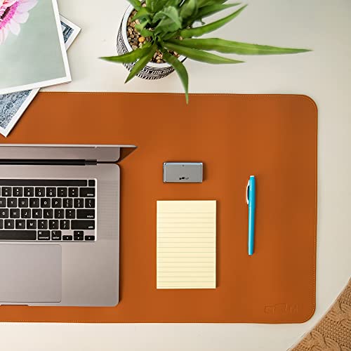 Mobile Pixels Desk Mat, Multifunctional Waterproof (Oak Brown) | Spill-resistant, Non-slip base, Upscaled Stitched Large Extended PU Leather Protective Pad for Desk and Monitor 31.5"x15.75" - color: Oak Brown