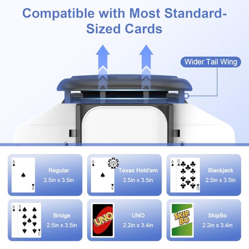 BEE&FLOWER Card Shuffler 2600mAh Rechargeable Auto-Stop Automatic Card Shuffler Low Noise Fits 1-2 Decks Compatible with Poker, UNO, Blackjack, Phase 10 | Black & White